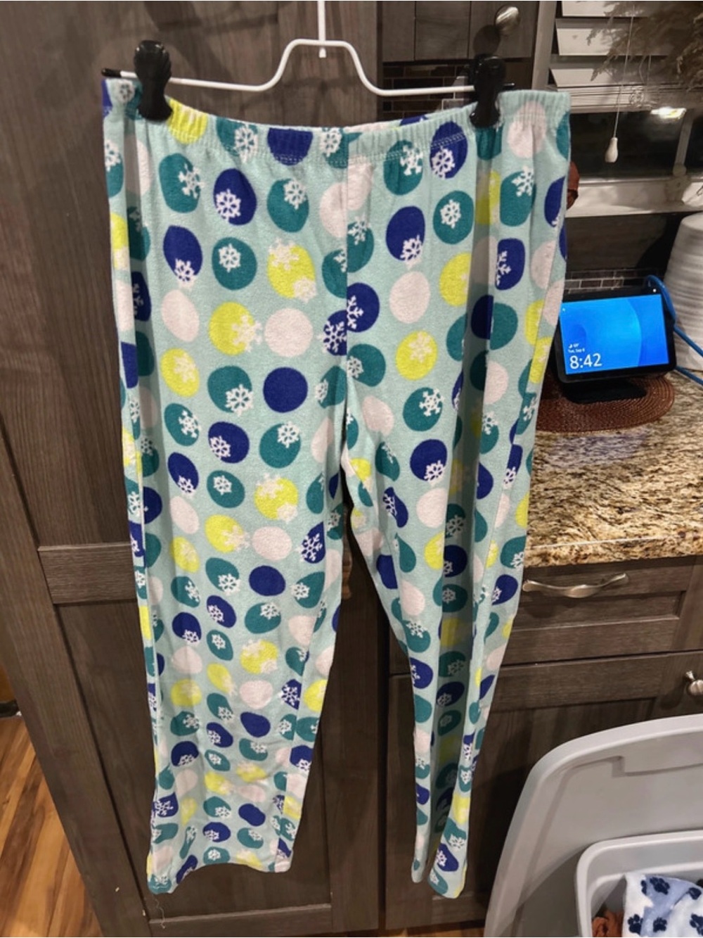 Women’s Light Blue Polka Dot Fleece Pajama Pants